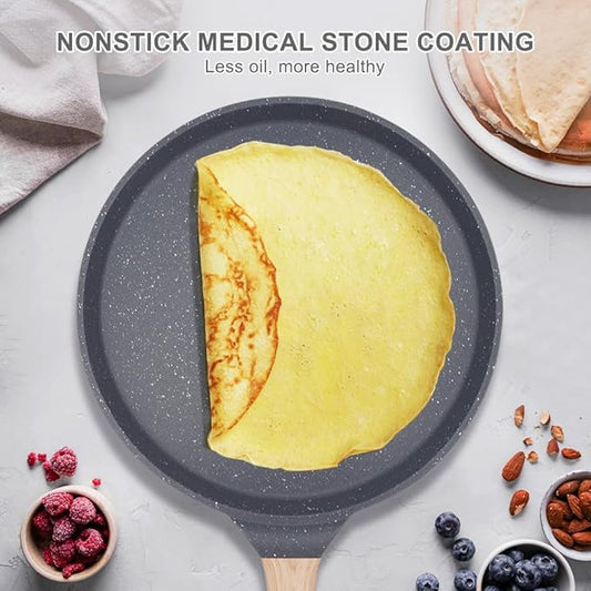 Bobikuke 8 inch Crepe Pan, Nonstick Pan for Crepes Omelette Tortillas Crispy Pancake, Dosa Tawa Tortilla Pan, Griddle Pancake Pan for Roti Indian - Black