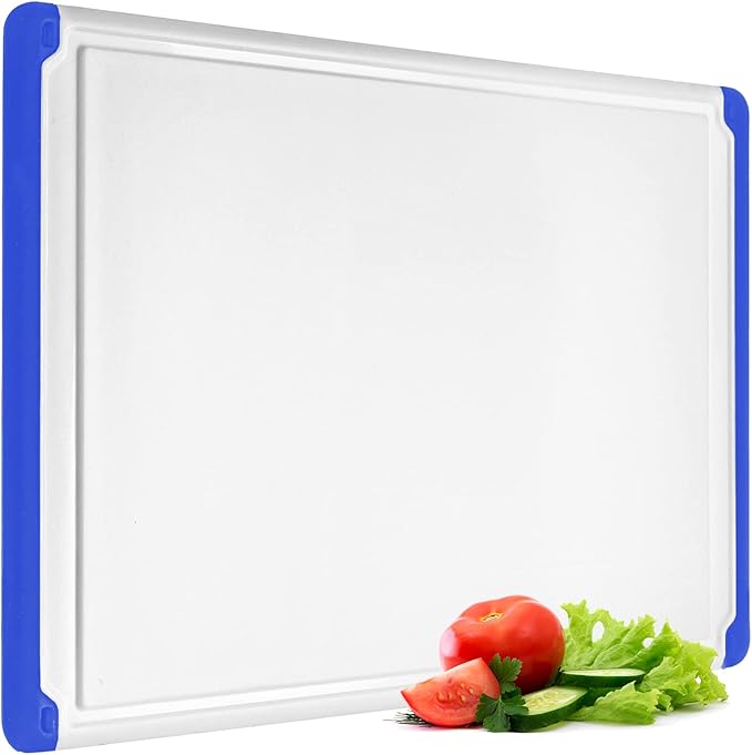 Large Cutting Boards for Kitchen - Dishwasher Safe Non-Slip Cutting Boards with Juice Grooves, Easy Grip Handles - Large and Thick Chopping Board Blue