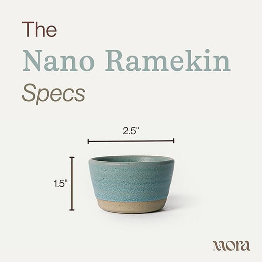 Mora Nano Ramekins Set of 4, 2oz Ceramic Pottery Sauce Cups - Microwave, Oven and Dishwasher Safe - Iris