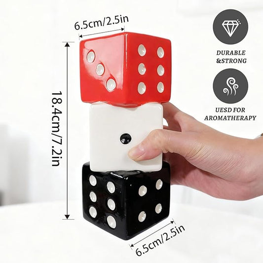 Triple Dice Vase - Unique Ceramic Small Vase with Wide Mouth | Modern Decorative Flower Vase for Living Room | Perfect for Fresh,Pampas Grass,Roses & Utensils | Ideal Gift for Art Enthusiasts