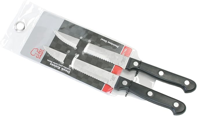 Chef Craft Select Steak Knife Set, 4.5 Inch Blade 8.25 Inches In Length 2 Piece Set, Stainless Steel/Black