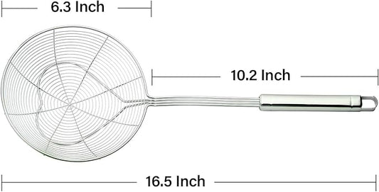 Strainer Skimmer Spoon for Cooking and Frying, 6.3 Inches Strainer with Handle Stainless Steel Kitchen Utensils Fryer Scoop Spoon