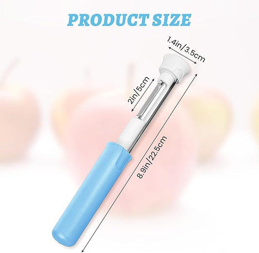 Blue Apple Corer and Peeler, Plastic-Handle Apple Corer for Bell Peppers Pears,Multi Functional Stainless Steel 2-In-1 Household Kitchenware,Fruit and Vegetable Peeling Tool,Christmas Halloween Gifts