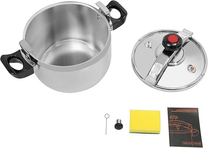 9L/9.51 Qt Pressure Cooker,60Kpa High Pressure Stovetop Cooker with Handle, 201 Stainless Steel Pressure Canner for Commercial & Home Use