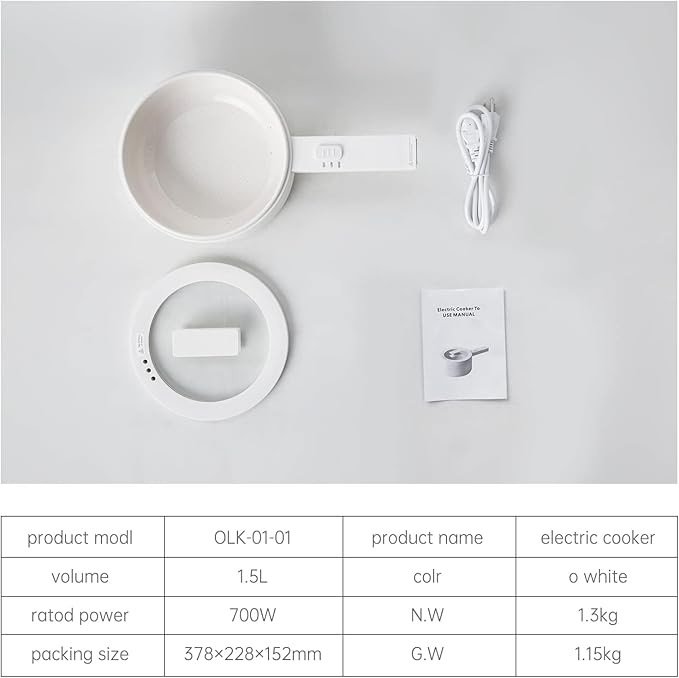 Electric Hot Pot, 1.5L Ceramic Glaze Non-stick Mini Pan, Portable Electric Pot for Steak, Egg, Fried Rice, Ramen, Oatmeal, Soup with 2 Power Adjustment, Electric Pot for Dorm