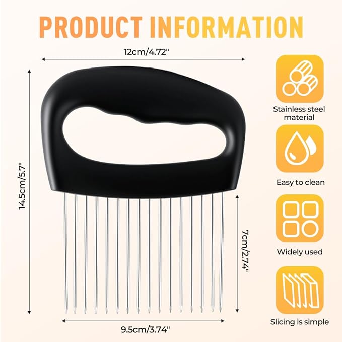 Stainless Steel Onion Slice Holder, Onion Holder for Slicing, Egg Cutter Vegetable Chopper, Ultifunctiona Fruit Slicer OnionPin Slicer Loose Meat Pin, Kitchen Chopper Slicing Tool (2, C+D)