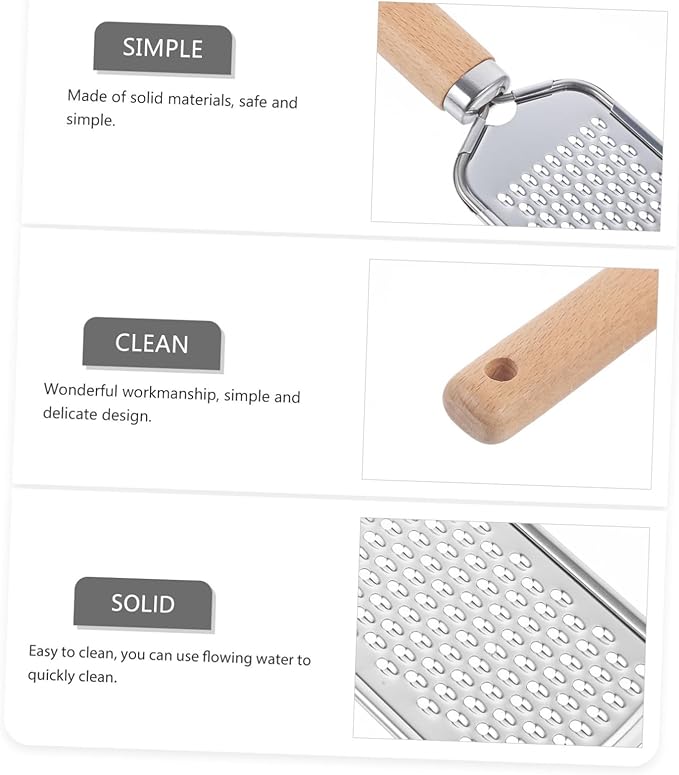 PRETYZOOM Stainless Steel Plane Grater Zester Wood Handle Vegetable and Fruit Grater Tool for Kitchen Use Easy to Clean for Potatoes and Zesting Citrus