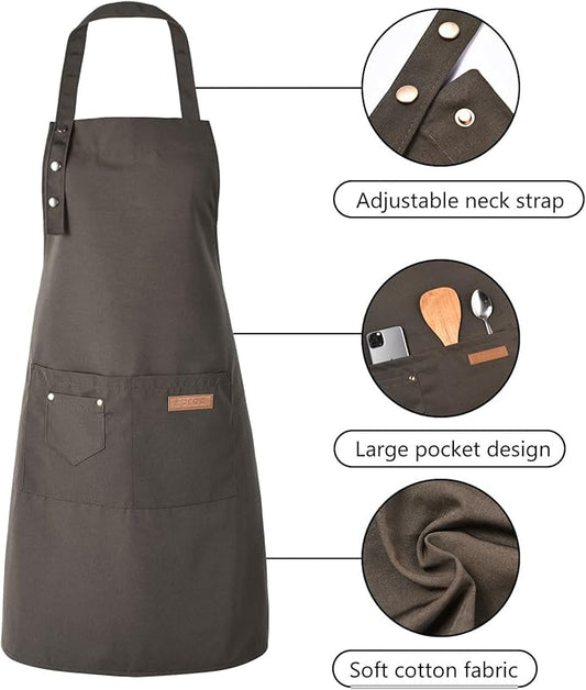 Tosewever Art Aprons for Women Painting Pottery Baking, Mens Buckle Straps Kitchen Apron with Pockets for Chef Cooking