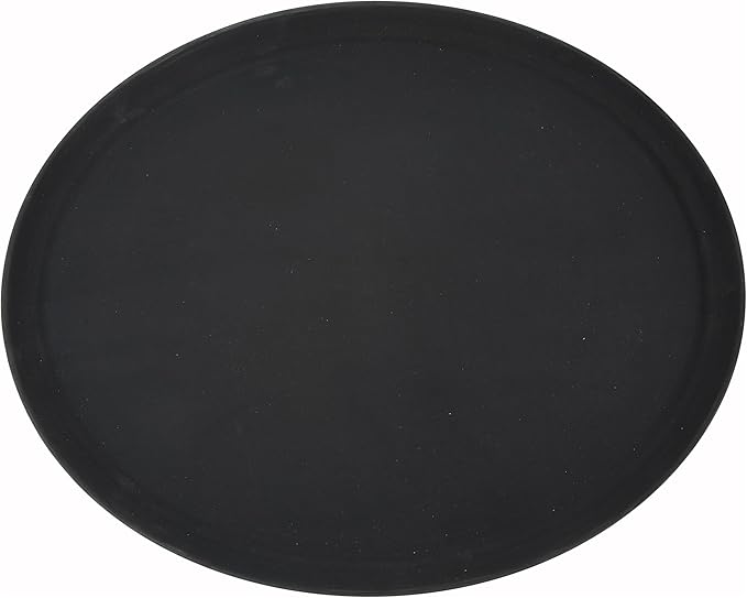 Winco Oval Fiberglass Tray with Non-Slip Surface, 26-Inch by 22-Inch, Black
