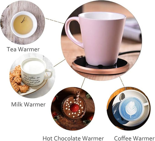 Coffee Mug Warmer - KRGMNHR 18Watt Auto Shut Off Cup Warmer for Home Office Desk Use, Electric Beverage Warmer Heating Plate for Cocoa,Tea, Water, Milk, Rose Gold