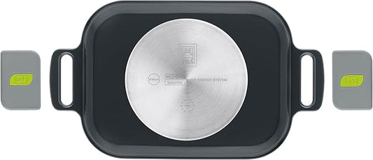 BRA COOKWARE Life Ceramic Nonstick Grill | 12.6 x 9.4 Inch Recycled Cast Aluminum Smooth Plate | Ceramic Non-Stick | Ceramic Non-Stick Coating | PFOA Free | All Cooktops| Removable Handles