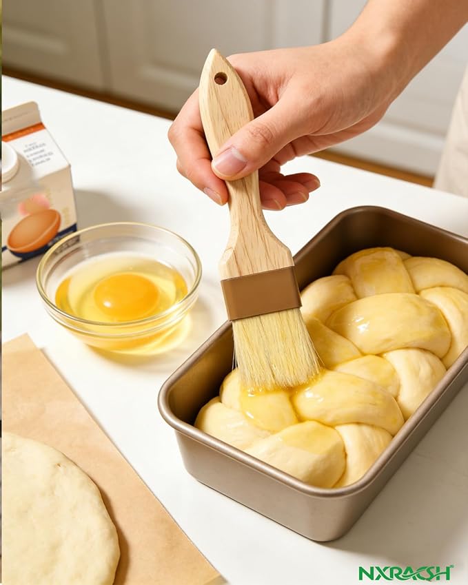 Pastry Brush - Food Basting Brushes, Non-Shedding Natural Boar Bristle, Heat Resistant Wooden Handle, Durable Kitchen Tool for Baking, Cooking, Butter, Egg Wash, Glazing, Oil, Sauce (1", 1 pc)