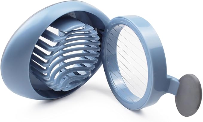 Egg Slicer, Stainless Steel Wire Cutter for Hard-Boiled Eggs, Mushrooms and Fruits Etc., Dishwasher Safe with Easy Grip Handle, BPA Free (Blue)