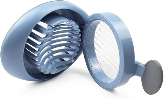 Egg Slicer, Stainless Steel Wire Cutter for Hard-Boiled Eggs, Mushrooms and Fruits Etc., Dishwasher Safe with Easy Grip Handle, BPA Free (Blue)