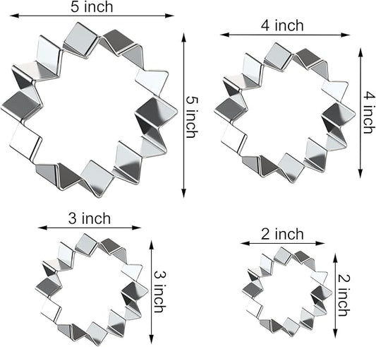 Sunflower Cookie Cutter Set Large - 5 Inch, 4 Inch, 3 Inch, 2 Inch - Sun Cookie Cutters Shapes Molds - Stainless Steel