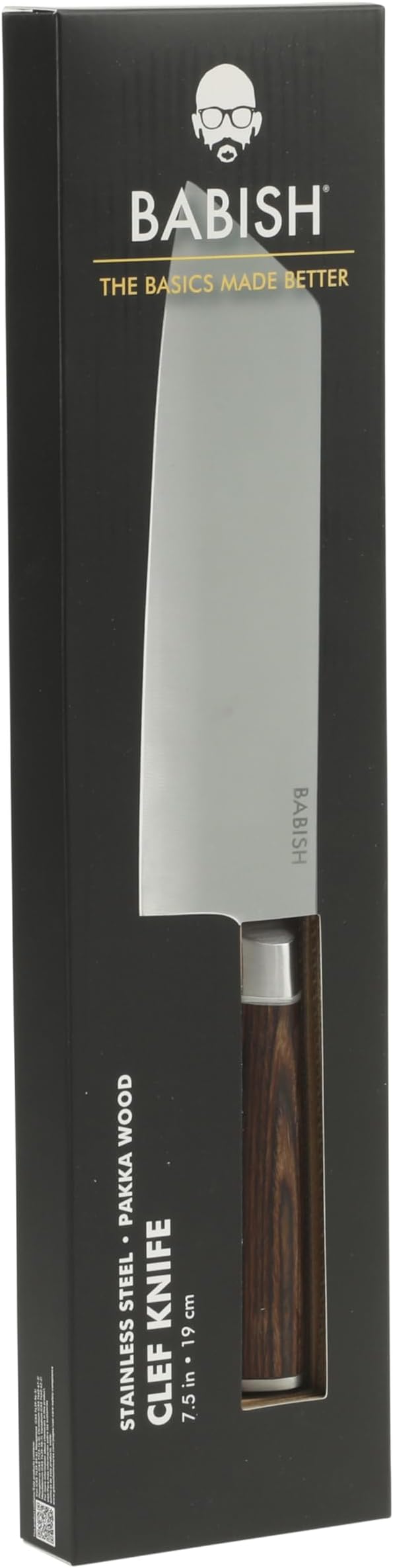 Babish 7.5-Inch Clef Knife – High-Carbon 1.4116 German Steel Kitchen Knife with Dark Pakka Wood Handle, Chef & Cleaver Hybrid for Chopping, Slicing & Prep, Full-Tang, Razor Sharp, Ergonomic Design