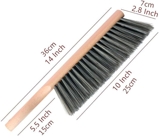 Soft Bristle Hand Brush Wooden Handle for Woodworking Shop Bench, Sawdust Removal Non-Scratch 14 Inch Long (Gray)