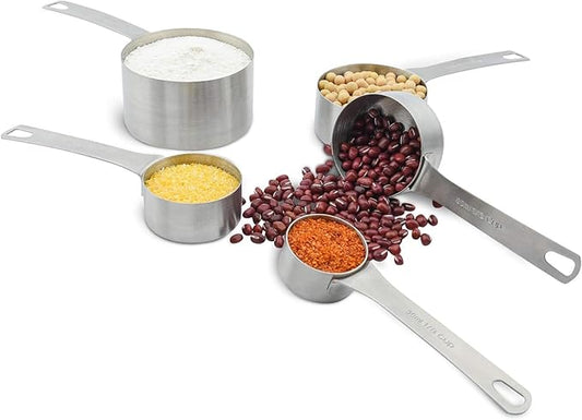 Smithcraft Measuring Cups Set 5, 18/8 (304) Stainless Steel Measuring Cups Set for Baking & Kitchen, Dry & Liquid Metric & US Measure Cup with 1/8 Cup & 1/3 Cups