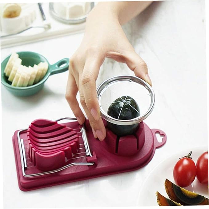 Egg Wedger Egg Slicer Stainless Steel Boiled Wedger Divider Heavy Duty Hard Eggs Slicer Tool Red