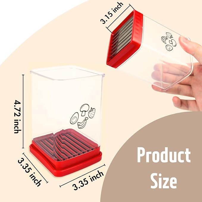 Fruit Slicer Cup - Strawberry & Vegetable Chopper with Stainless Steel Blades - Mini Cup Slicer for Banana, Kiwi & Salad