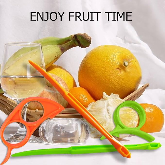 Orange Peeler Tools Citrus Peel Cutter Easy Fruit Vegetable Slicer Cutter Lemon Peeler Opener Remover Fruit Tool Kitchen Utensils Gadgets Food Peeler Slicers (Orange + Green)