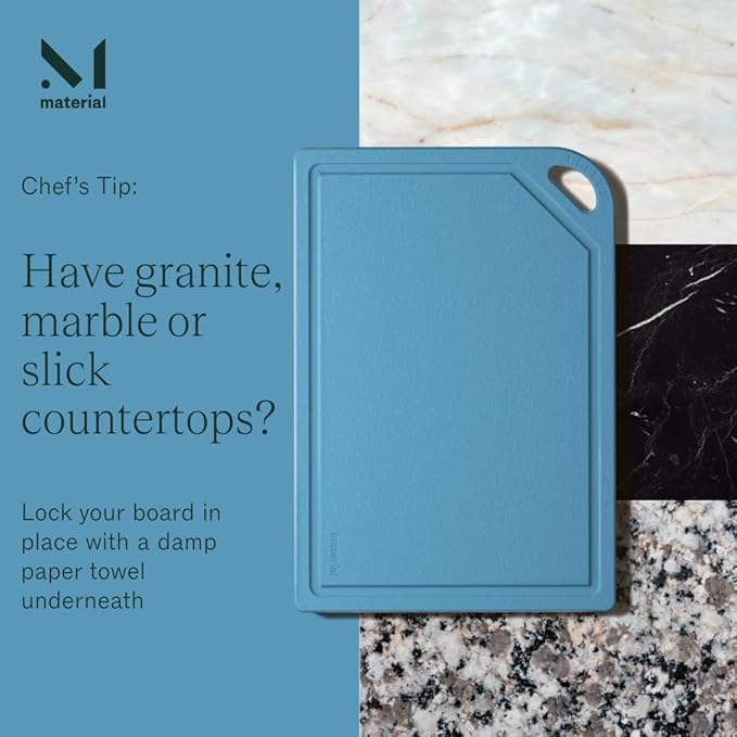 The MK Free Board - Large Plant-Based, Eco-Friendly Cutting Board, Dishwasher-Safe with Juice Groove and Free of Permanent Microplastics (Cloud)