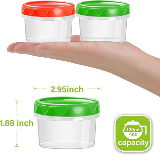 EONJOE 4oz Plastic Containers with Lids Reusable Dishwasher Freezer Safe Airtight, 6-Pack