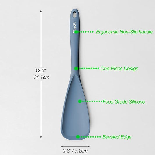 Silicone Spatula Spoon, Great for Both Cooking and Serving Durable BPA-Free Matte Black Silicone, Seamless Design, Safe for Nonstick Cooking Surfaces, 2-Pcs, Starry Blue