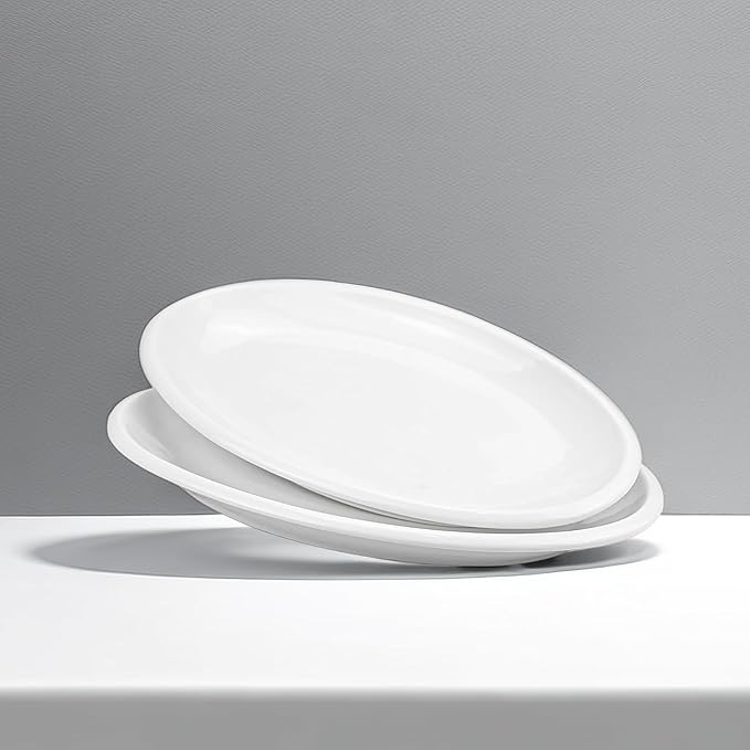 Yesland 2 Pack 16" Porcelain Large Oval Serving Plates, White Oval Serving Platters Dishes for Serving Food, Appetizers, Dessert, Meat, Sushi, Fish, Party
