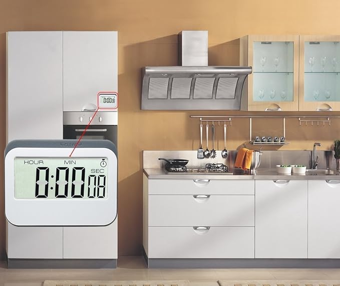 VPAL Digital Kitchen Timer 12/24 Hours Alarm Clock with Magnetic Back and Retractable Stand, Large LCD Display