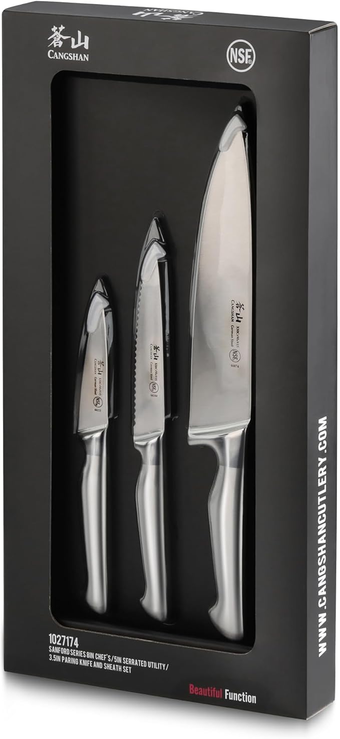 Cangshan Sanford Series 1027174 German Steel 3-Piece Knife Starter Set with Sheaths