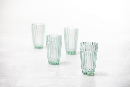 Fortessa Archie Glass Drinkware, Iced Beverage Glass (Set of 6), 15 Oz., Verde Green