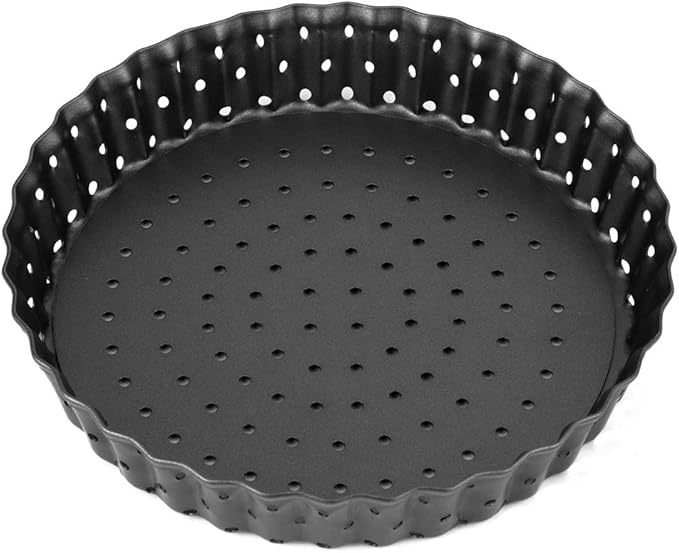 Agatige Pizza Pan with Holes for Oven, Non-stick Bakeware Pizza Tray Black Pizza Pan with Removable Bottom for Make Kinds of Pizzas or Pies (5 in)