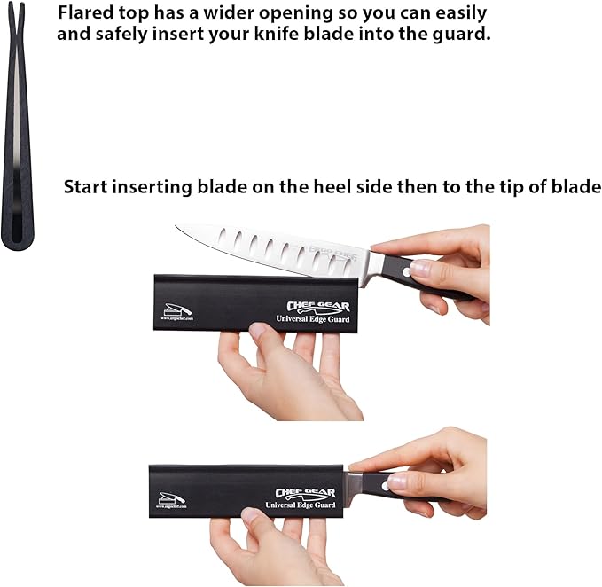 Ergo Chef Universal Knife Blade Edge Guard 6-Inch x 1.5 Inch for Kitchen knives up to 6” Blades, Durable BPA-Free Plastic, Knife Protector, Black