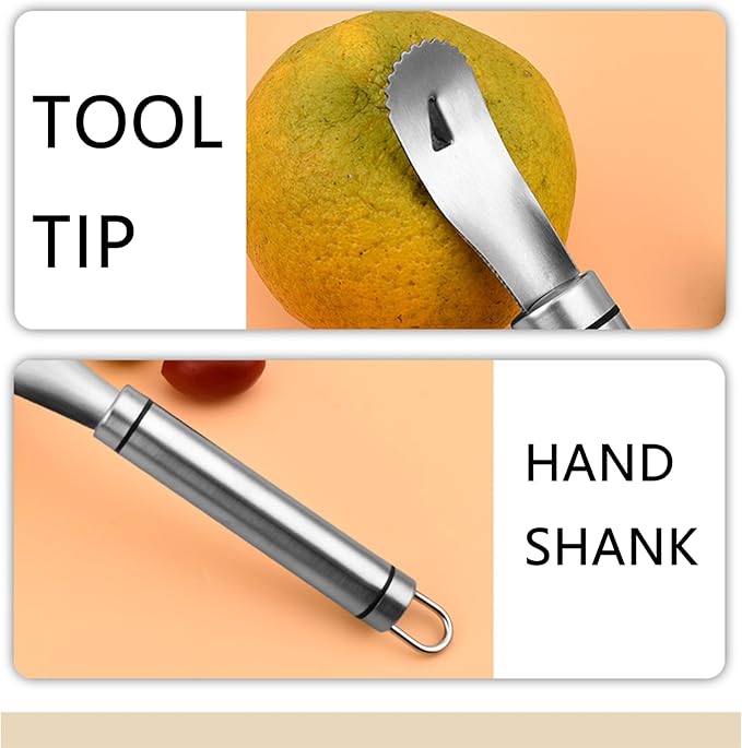 2PCS Stainless Steel Orange Peeler,Grapefruit Peeler,with Handle Orange Citrus Peeler Tool,Triangular-Blade & Zigzag-Shovel Orange Peeler Gadget,Orange Peeler Triangle Shovel, Kitchen Gadget Set