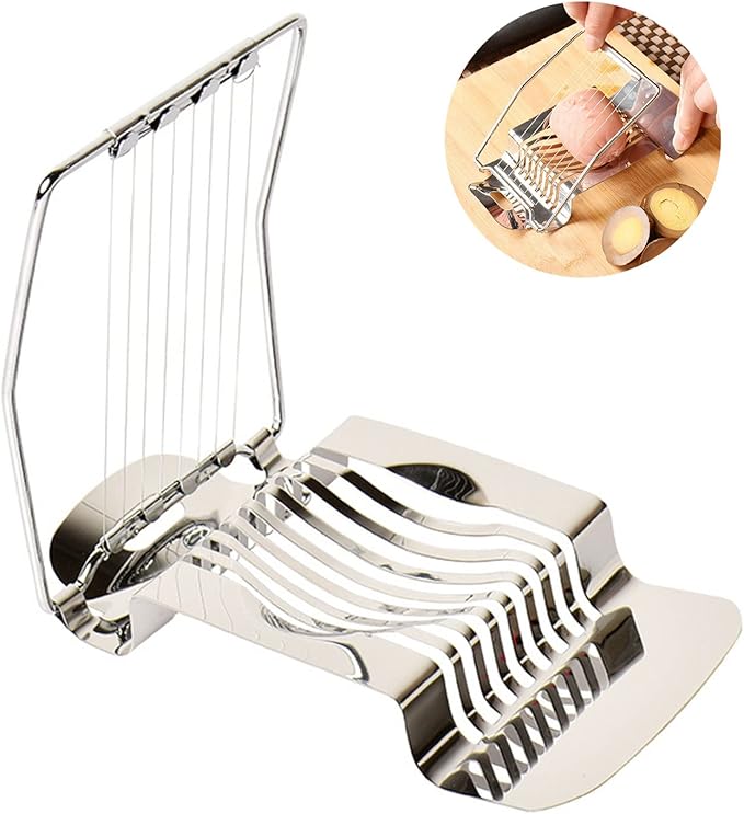 Egg Slicer for Hard Boiled Eggs Heavy Duty Metal Egg Cutter Stainless Steel Wire Quickly for Eggs Salads Sandwiches