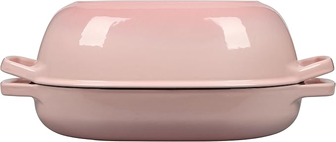 EDGING CASTING Enameled Cast Iron Oval Dutch Oven Pot with Lid, Dutch Oven for Sourdough Bread Baking, Oval Bread Pan, 7qt, Pink