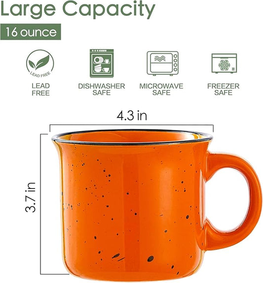 bestone Coffee Mugs Set of 4,16 oz Large Ceramic with Handles,Coffee,Salad,Noodles etc Cups for Cereal Latte,Vibrant Colors (Vibrant 6, 16-oz)