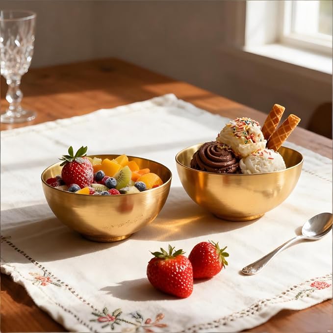 10 Pcs 5.9 Inch Golden Stainless Steel Mixing Bowls - Decorative Esthetician Bowls for Baking, Facial, Salad, Fruit, Candy | Perfect for Thanksgiving, Christmas, Weddings & First Holy Communion