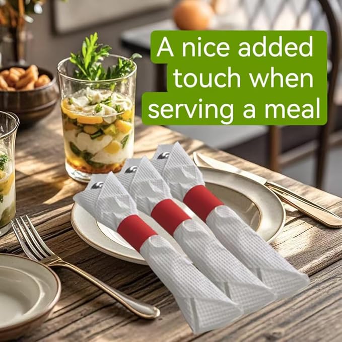 NATURALABEL 2000 PCS Paper Napkin Rings with Box, Self-Adhesive Napkin Bands, for Family Reunion, Birthday Party, Wedding, Celebration (Red)