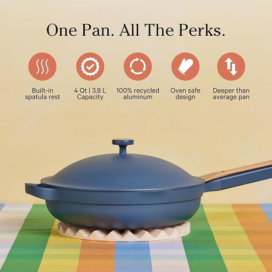 Our Place Large Always Pan | 12.5" Ceramic Pan with Modular Lid & Beechwood Spatula | Patented 10-in-1 Nonstick, Non-Toxic Cookware Made Without PFAS | Induction & Oven-Safe up to 450°F | Char