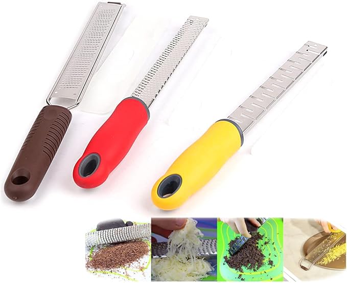 LoBake(LoBake) 3 Designs Toothed Striped Multifunctional Stainless Steel Lemon Zester Cheese Chocolate Ginger Grinder Fruit Grater Kitchen Tool (Small Striped)