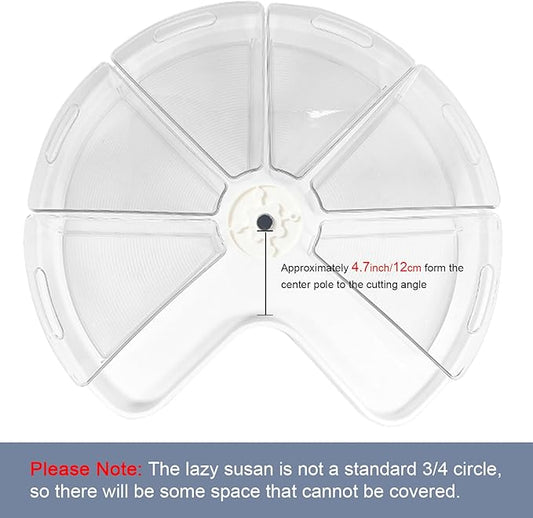 Leeden Lazy Susan Organizer for 26" Diameter Corner Lazy Susan, Plastic Kitchen Cabinet Storage Bins with Handle, 6 Packs, 1/8 Wedge - Food Safe, BPA Free