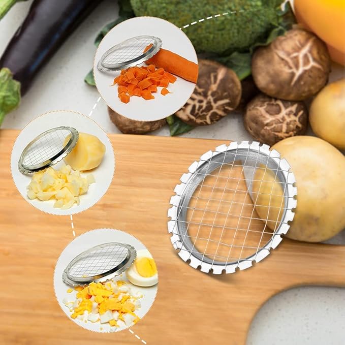 Stainless Steel Egg Chopper Hard Boiled Wire Egg Slicer, Multi-purpose Fruit Salads Cuter Potato Cutter Hard Boiled Eggs Slicers Fruit Cube Handheld for Restaurant Home Kitchen(COLOR:Silver)
