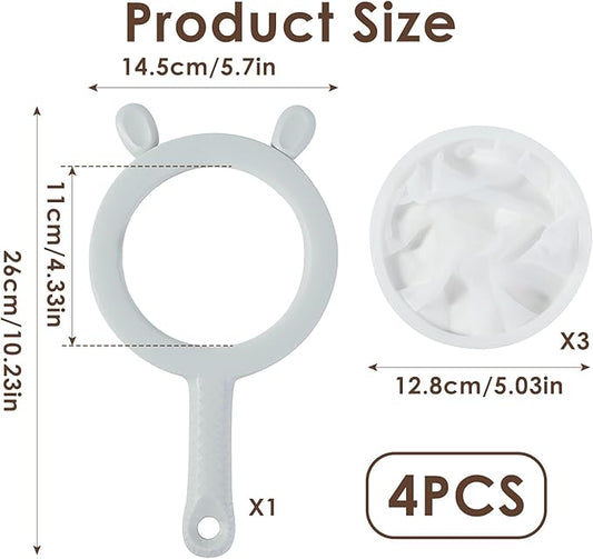 3-in-1 Fine Mesh Filter Kit with Detachable Sieve, 100/200/300 Mesh Filter with Grey Handle, Interchangeable Nylon Filter for Coffee, Tea, Nuts, Milk Juice, Fine Mesh Food Grade PP Frame(Grey)