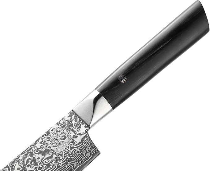 zayiko Black Edition 3-pc Damascus knife set, blades 3.3 to 7-inch in length - extremely sharp from 67 layers of genuine Japanese damascus steel with Pakkawood handles, chef's knife set