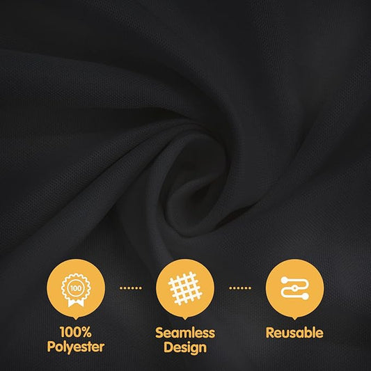 BRILLMAX 6 Pack Black Tablecloths 70 x 120 Inch for 6ft & 8ft Rectangle Tables - 150 GSM Polyester Fabric, Universal Fit, Water, Stain & Wrinkle Resistant Cloth Cover for Wedding Reception Banquet
