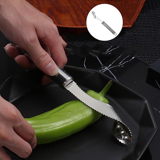 2 Pcs Stainless Steel Jalapeno Corer Tool Pepper Corer Seed Remover Tool, for Cleaning Inside Jalapenos Chilis Peppers
