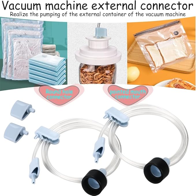 Accessory Hose Compatible with Deluxe Food VS-12 Vacuum Sealer,Suitable for all sealing zipper bags, wine plugs, jar seals, vacuum sealing agents (attachment hose For Deluxe Food VS-12) (2, Blue)