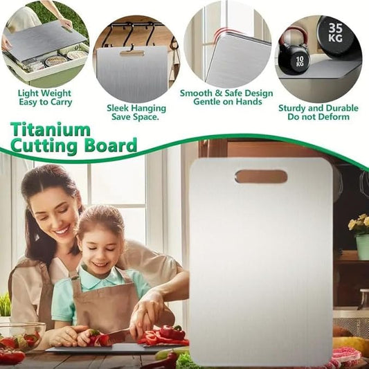 Katuchef Titanium Cutting Board - New Upgrade 100% Pure Titanium Cutting Boards for Kitchen Double Sided Non Toxic Cutting Board,Hygiene Durable Dishwasher Safe Chopping Board (3PC:S+M+L)